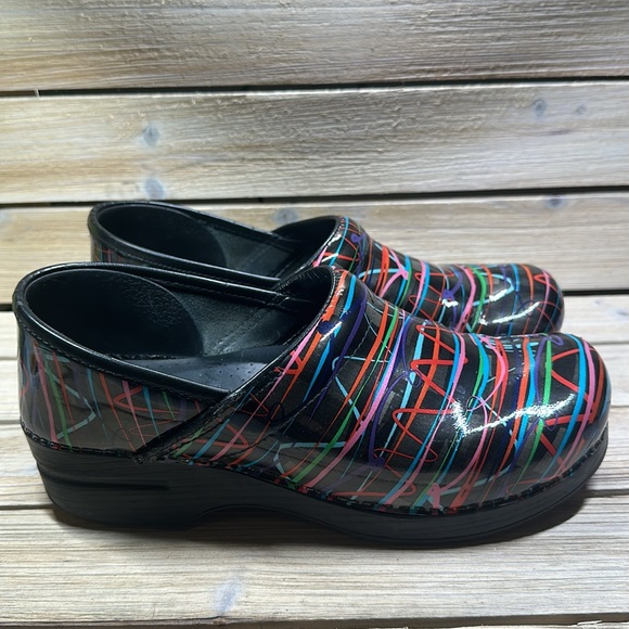 Dansko Pro Women's Size 41 (US 10-10 1/2) Leather Bright Color Striped Clogs - Picture 6 of 9